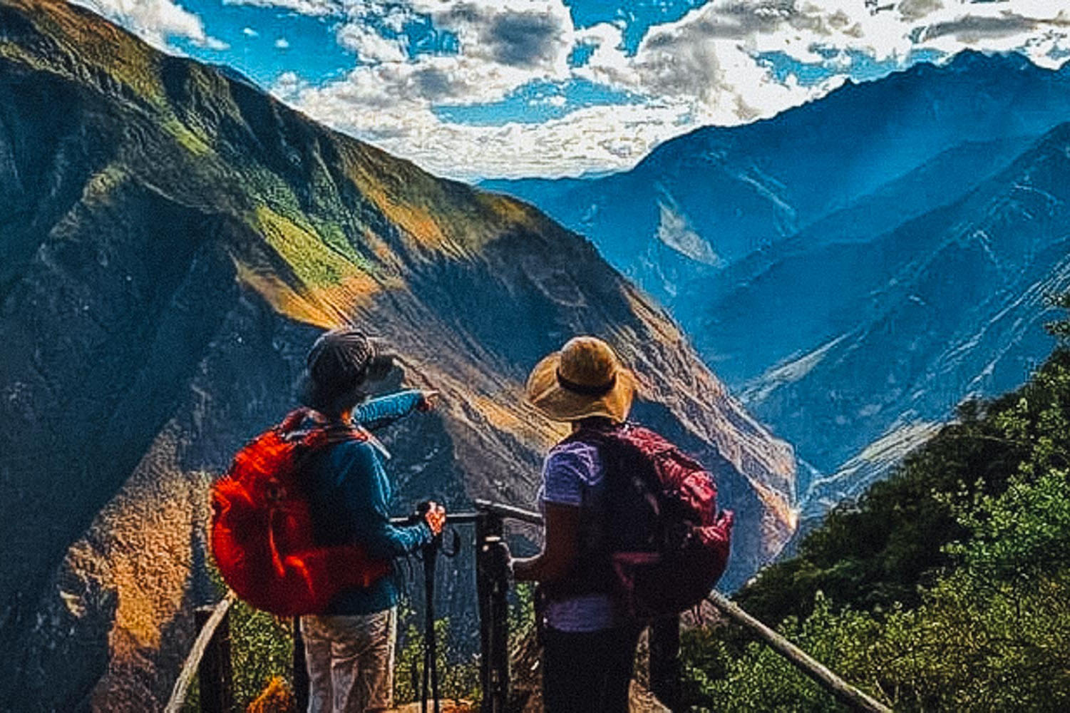 choque mapi 23 - Copy Hikers admire stunning mountain valley view