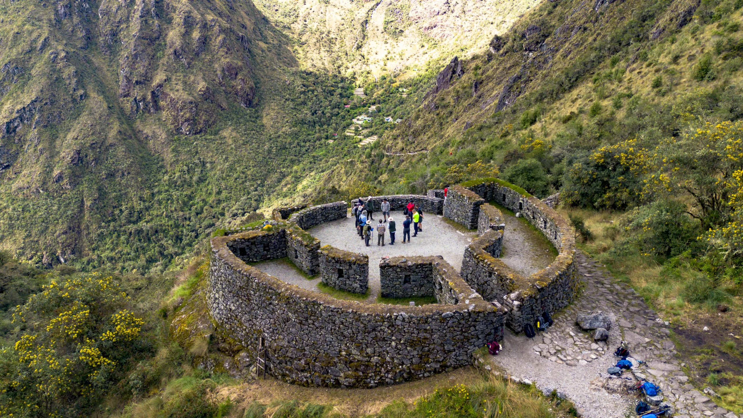 Inca ruins on the Inca Trail, Peru mountains